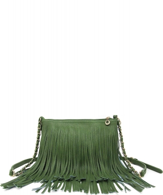 Fringed Shoulder Bag Tassel Cross Body E031 OLIVE